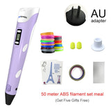 Myriwell 3D Pen 3D Printer Pen 3D Printing Drawing Pen With 50 Meters 10 Color ABS Filament Magic Maker Arts for Student Gift