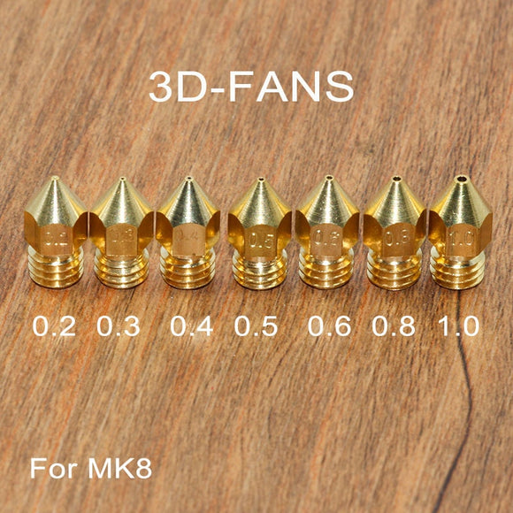 5Pcs 3D Printer Brass Copper Nozzle Mixed Sizes