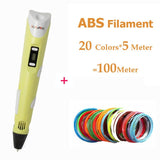 IGRARK 3D Printer Pen 3D Drawing Pens With 20Colors ABS/PLA